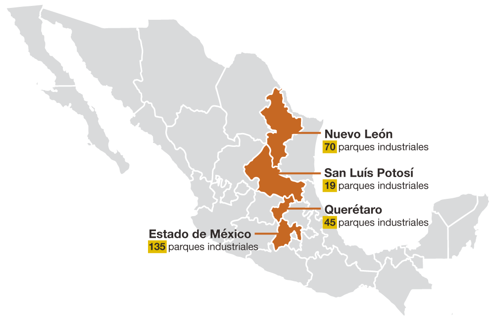 Mapa de Parques Industriales en México