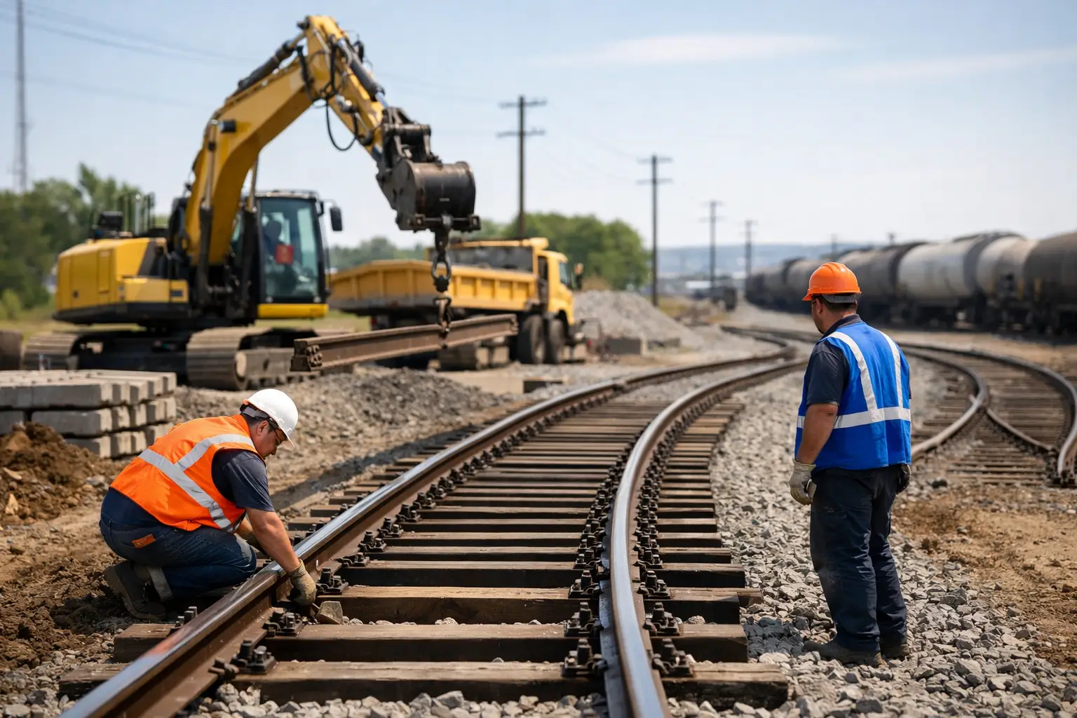 Construcción de espuela ferroviaria